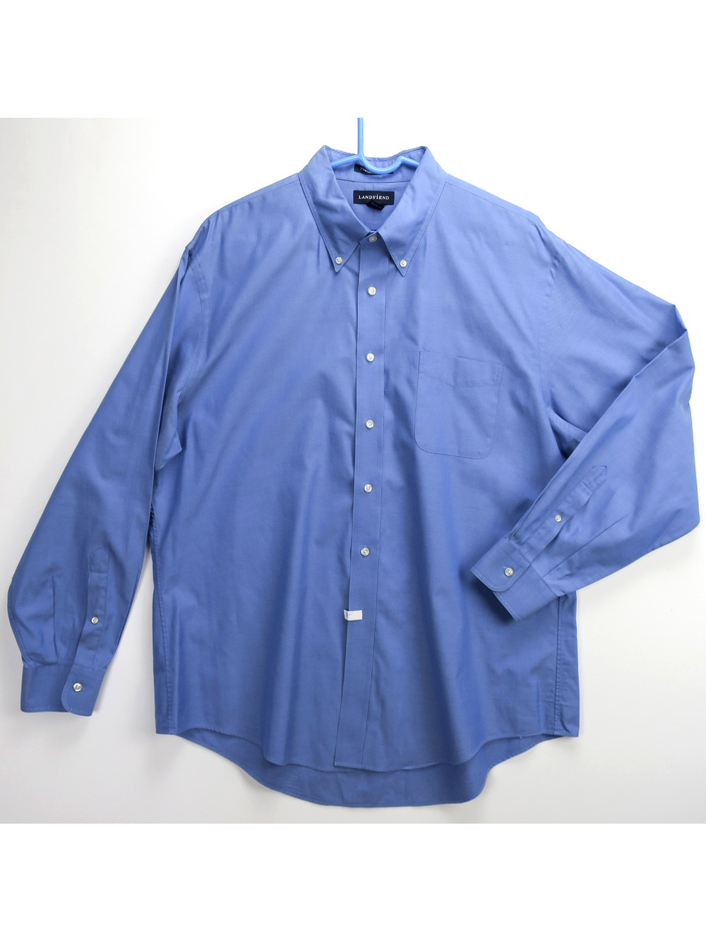 Land's End XL Tall Dress Shirt 17.5 35 Blue Button Down 100% Cotton Mens